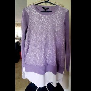 vera wang purple front mesh shirt